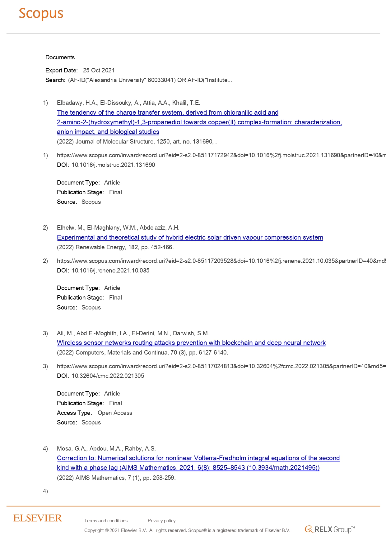 25 AlexU Publication in Scopus 25 October 2021 page 0001