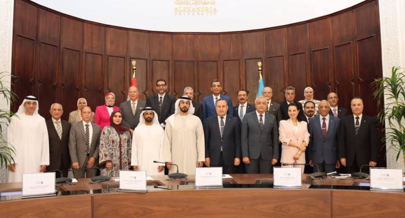رئيس جامعة الإسكندرية يستقبل وفد دولة الإمارات ويبحث الاستعدادات النهائية لافتتاح فرع الجامعة بأبوظبى 2025/2026