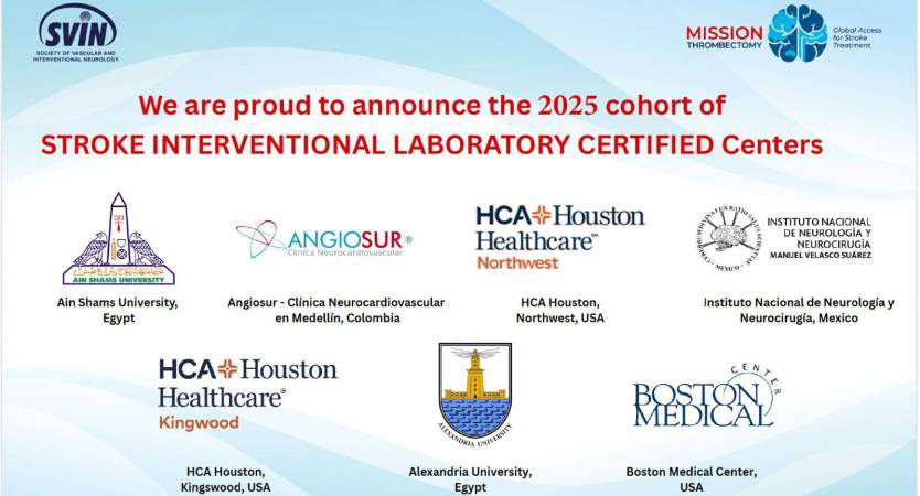 وحدة السكتة الدماغية بمستشفى سموحة الجامعي تحصل على شهادة الاعتماد الدولية SILC من الجمعية الأمريكية للأوعية الدموية والقسطرة المخية SVIN